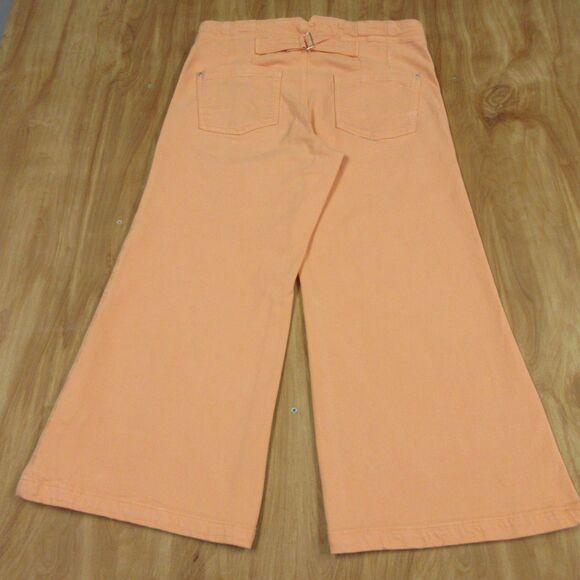 PILCRO ANTHROPOLOGIE The Kit Cropped High-Rise Wide-Leg Jeans Sz 31 Peach Orange - Picture 11 of 16